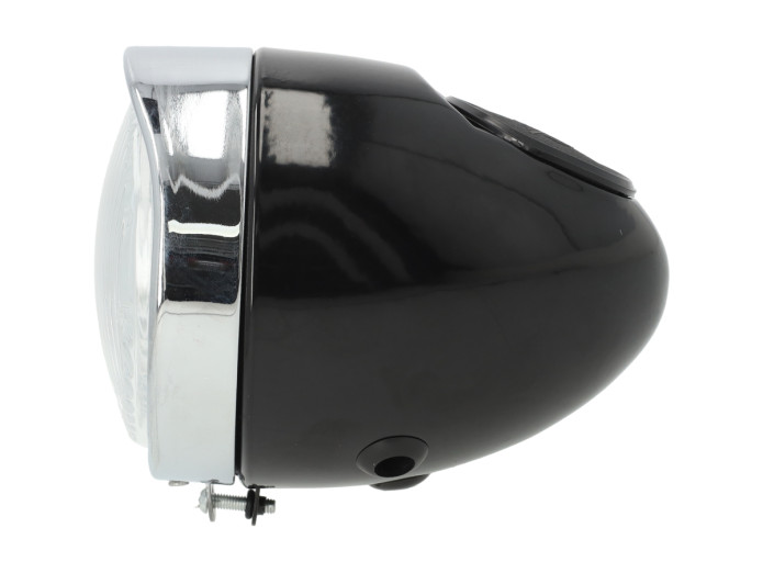 Scheinwerfer Eierlampe 102mm Komplett Schwarz Nachbau